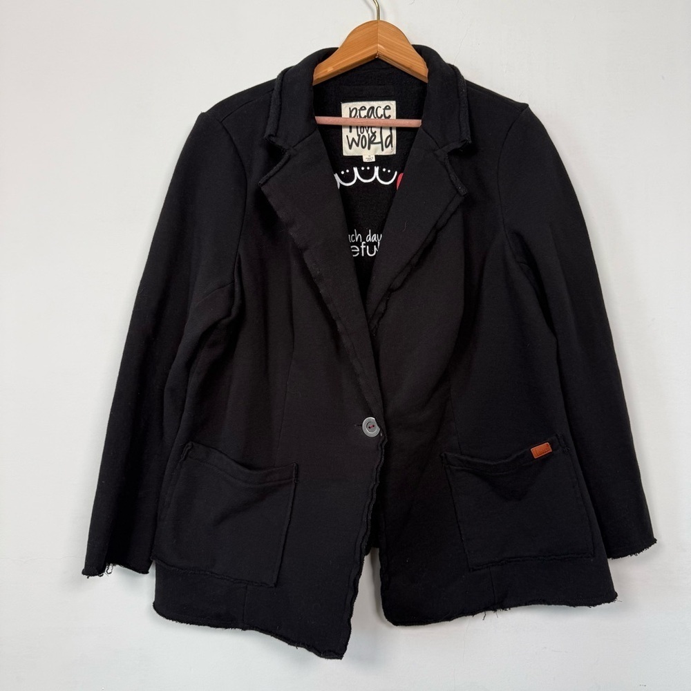 Peace Love World Black Cotton Blazer, Size 1X, Great Condition!